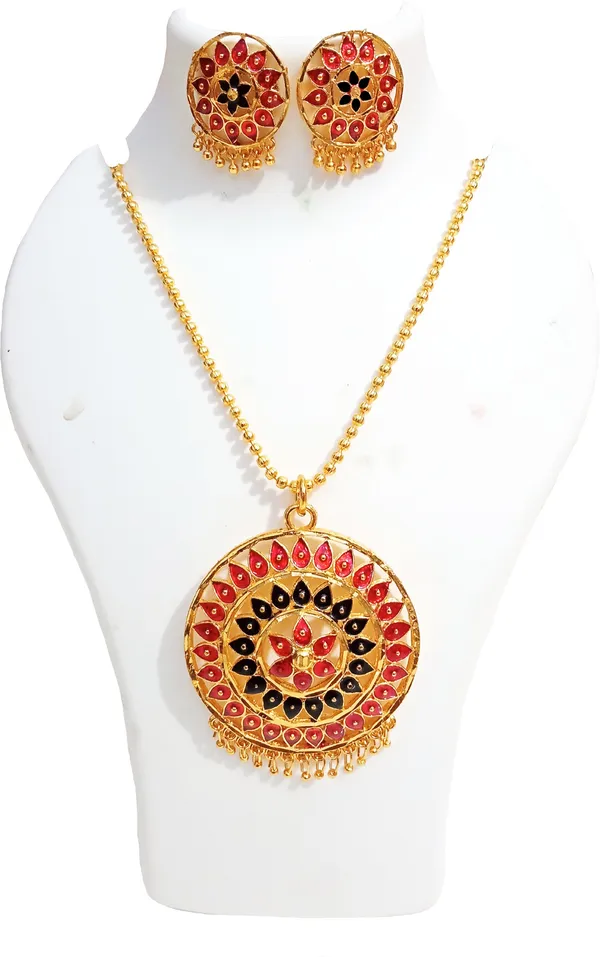 Assamese_Traditional_Red_Black_Jewellery_Set_For_Women